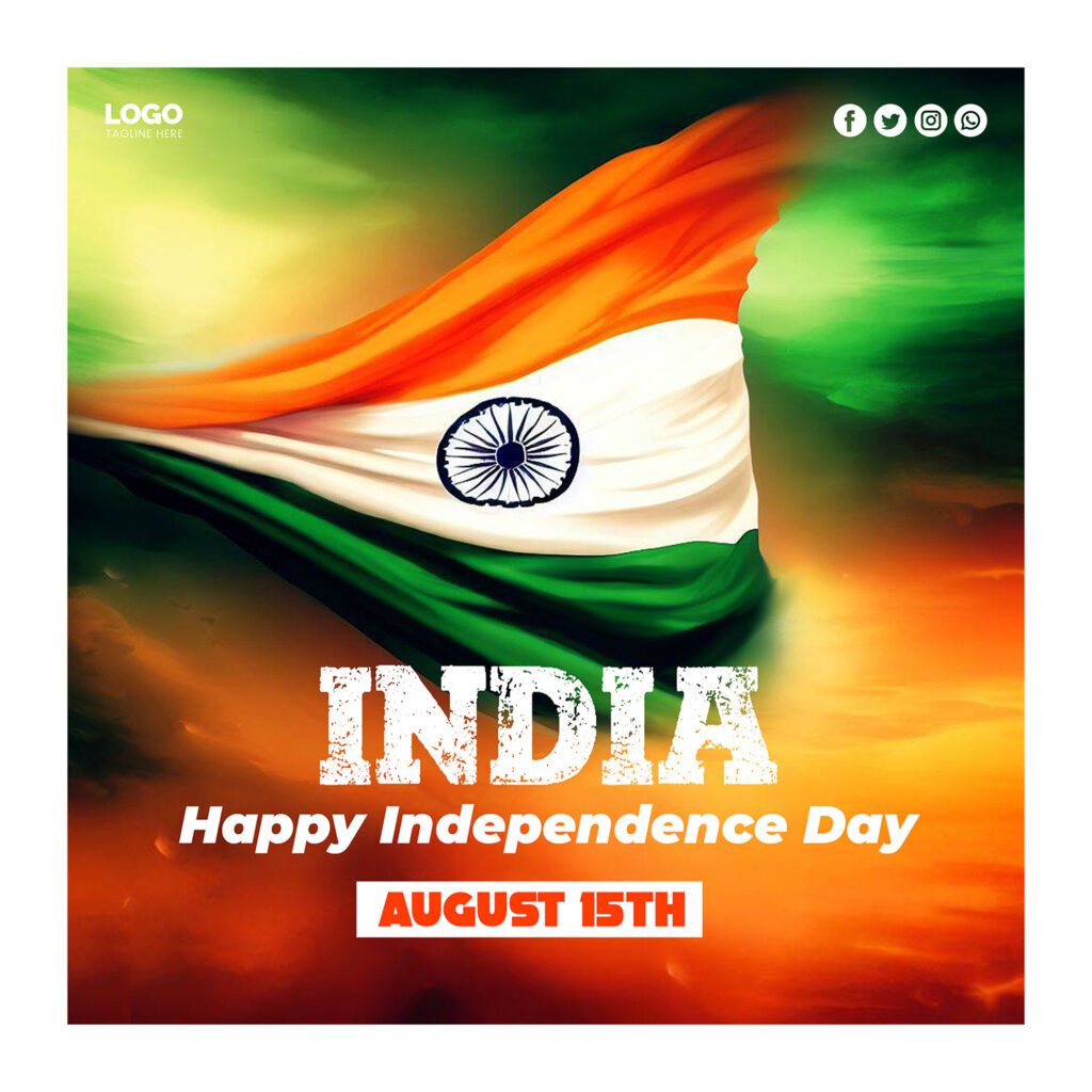 India Happy Independence Day Flag Post Design