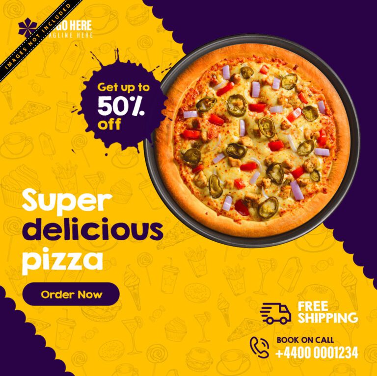 Super Delicious Pizza Post design For social media