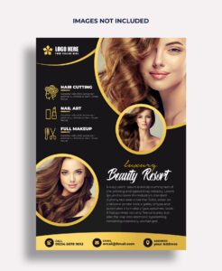 Luxury Beauty Salon Flyer Design – Haircut, Nail Art & Makeup Services