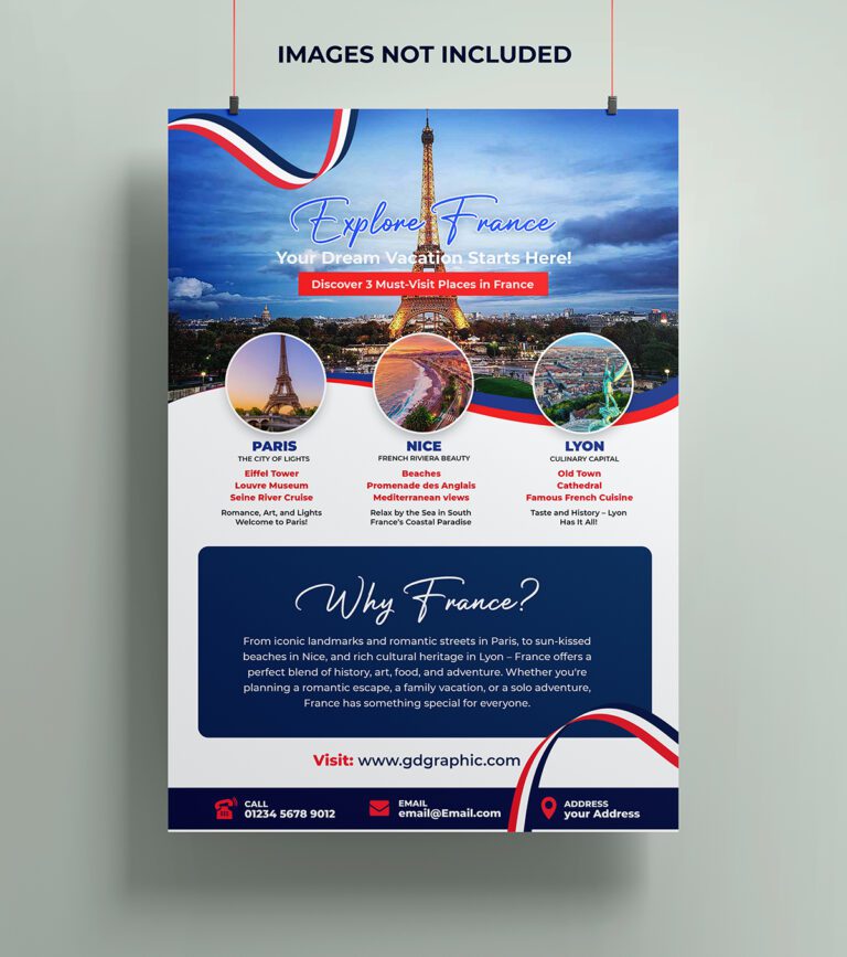 Free Download Travel Flyers Paris, France, and Belle Vacance Themes